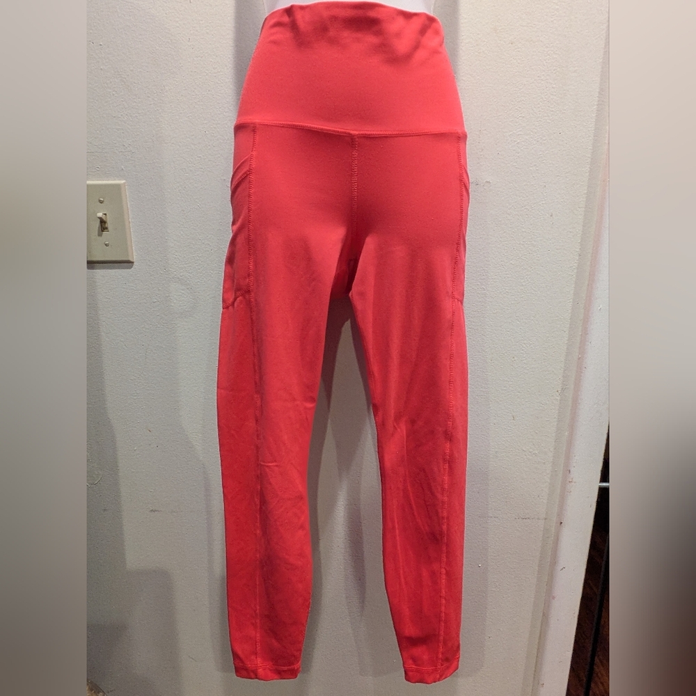yogaliciuos Lux High-Waisted Coral Leggings Size Small - Picture 1 of 7